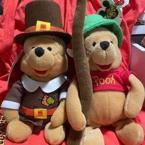 Disney Winnie the Pooh Pilgrim and fisherman bean bag from 90s tags attached